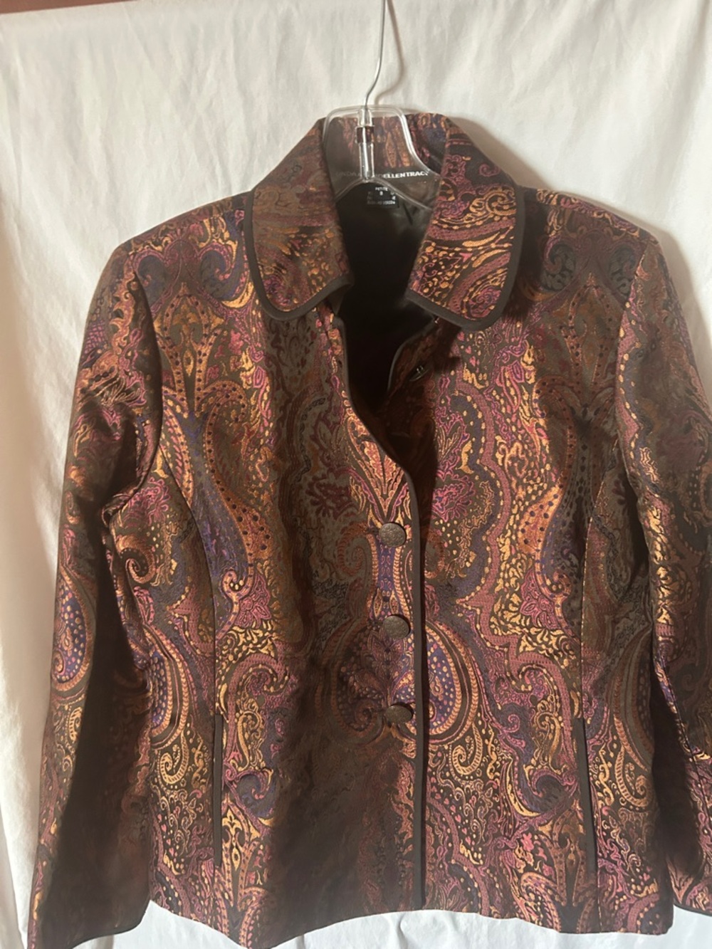 Ellen Tracy Brown and Purple Paisley Blazer